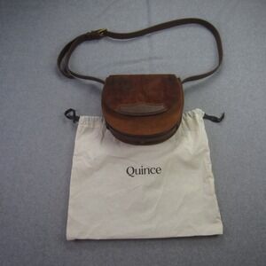 Quince Bag Brown Cow Suede Leather Trim Saddle Crossbody Adjustable Strap